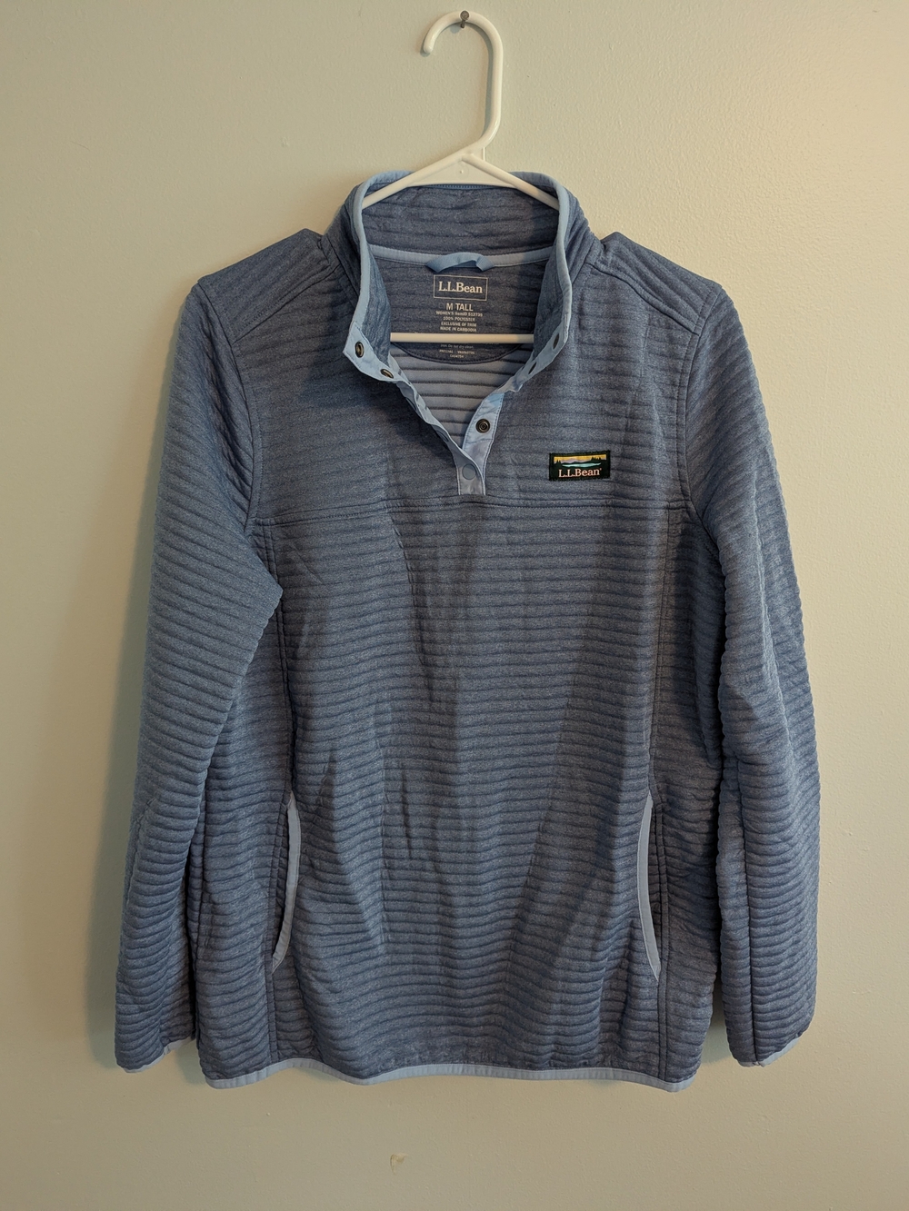 L.L. Bean Blue Quarter-Snap Fleece Pullover